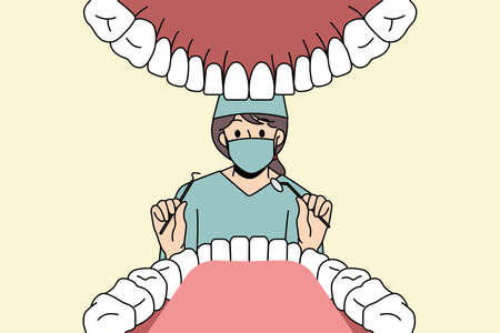 Dentist working in stomatology conceptのイラスト素材
