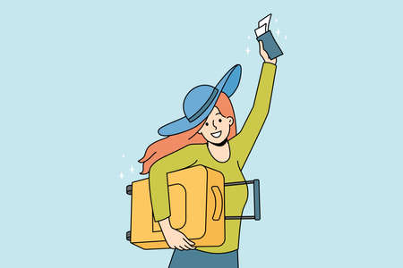 Overjoyed woman excited about summer vacationのイラスト素材