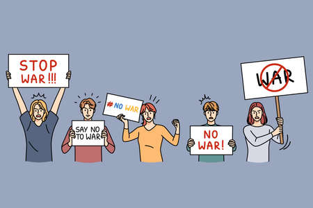 People with No War banners on protest