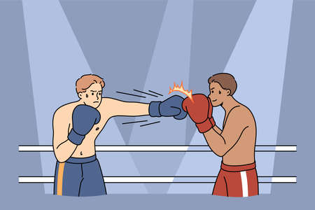 Boxers fight compete at squared ringのイラスト素材