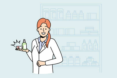 Female pharmacist in drugstoreのイラスト素材