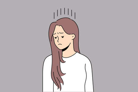 Unhappy woman suffer from depressionのイラスト素材