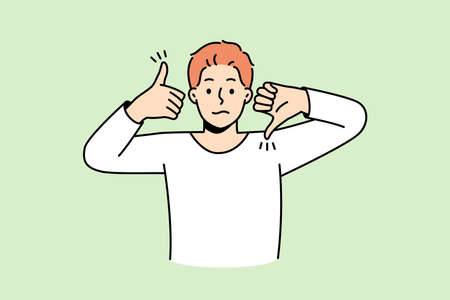 Frustrated man show like and dislikeのイラスト素材