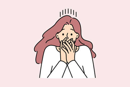 Woman cover mouth shocked by newsのイラスト素材
