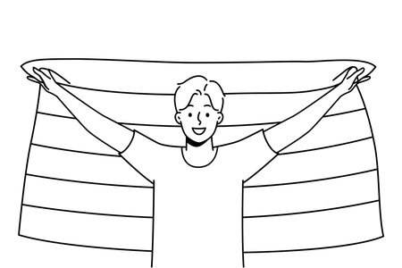 Smiling man with LGBT flagのイラスト素材
