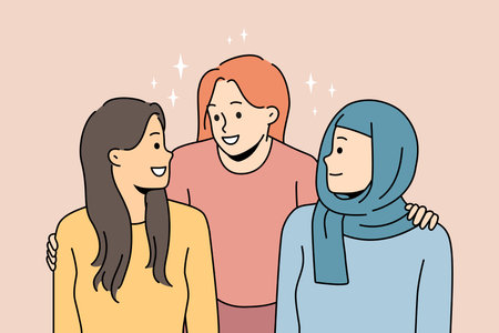Diverse interracial women friendshipのイラスト素材