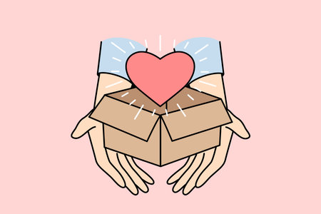 Person holding box with heartのイラスト素材
