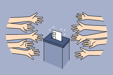 Diverse people near election boxのイラスト素材