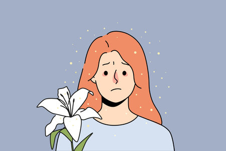 Sick woman suffer from pollen allergyのイラスト素材