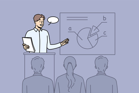 Male coach present diagram at conferenceのイラスト素材