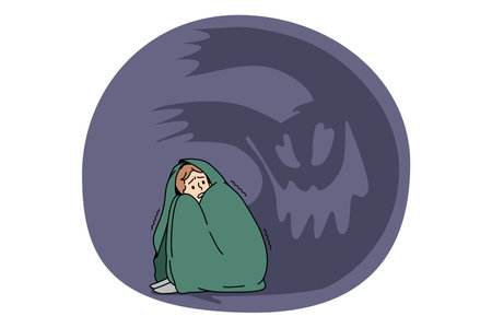 Fears panic and nightmare concept.のイラスト素材