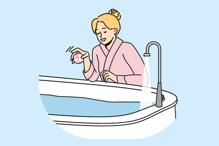 Woman enjoy bath with beauty bombのイラスト素材