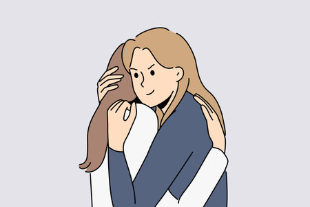 False friendship between two women hugging and conceived insidious plan in secret from friendのイラスト素材