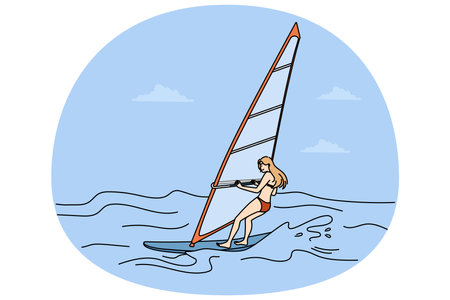 Woman in biking windsurfingのイラスト素材