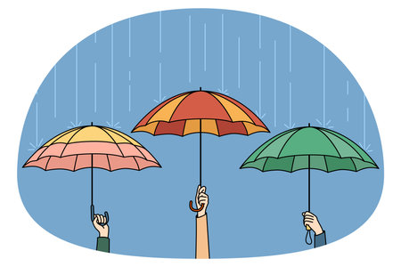 People holding umbrellas on rainy weatherのイラスト素材
