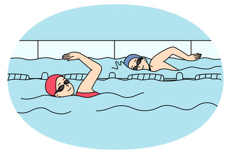 People swimming in poolのイラスト素材