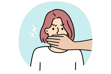 Hands cover woman mouthのイラスト素材