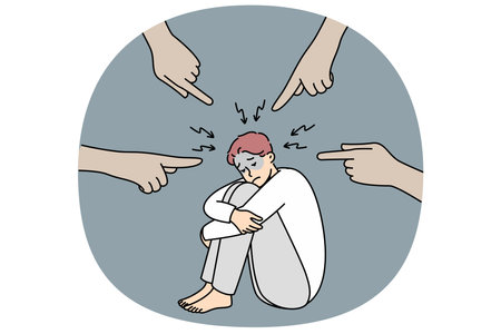 Stressed man distressed with hands pointingのイラスト素材