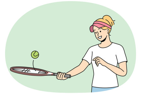Smiling girl play badmintonのイラスト素材