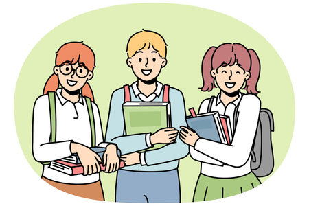 Schoolchildren keep textbooks, like to study.のイラスト素材