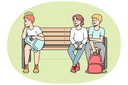 Children bullying boy outdoorsのイラスト素材
