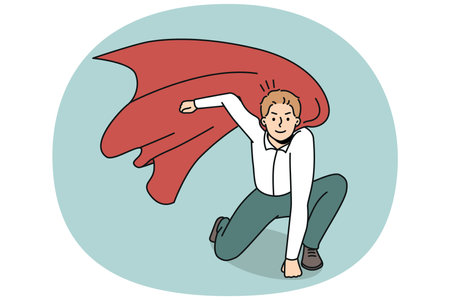 Motivated businessman in mantle feel powerfulのイラスト素材