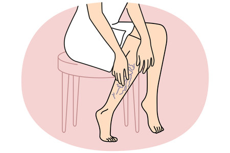 Woman touching legs with varicose veinsのイラスト素材