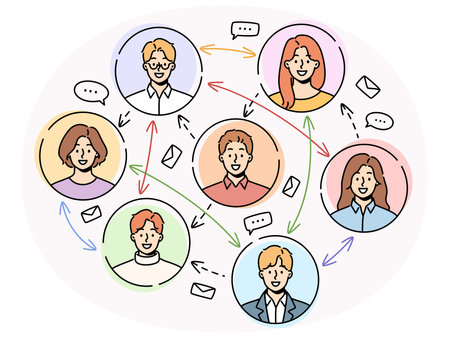Smiling people communication on social networkのイラスト素材