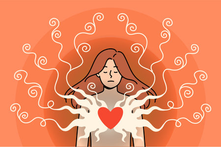 Toxic relationships cause stress in woman and pain in heart, due to problems with boyfriendのイラスト素材