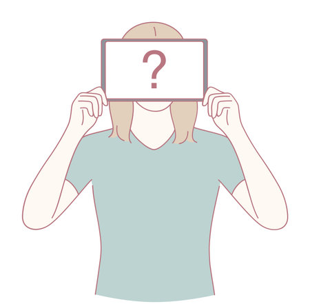 A mysterious figure is depicted holding a question mark sign, symbolizing inquiry and uncertaintyのイラスト素材