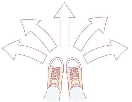 An Illustration Depicting Directional Choices and Pathways We Take in Life Journeyのイラスト素材