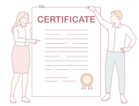 A Special Certificate Presentation Event with Casual Professionals Celebrating Their Achievementsのイラスト素材