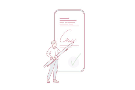 Electronic signature and technologies conceptのイラスト素材