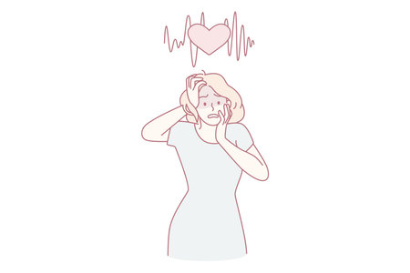 Feeing heart burn and panic concept.のイラスト素材