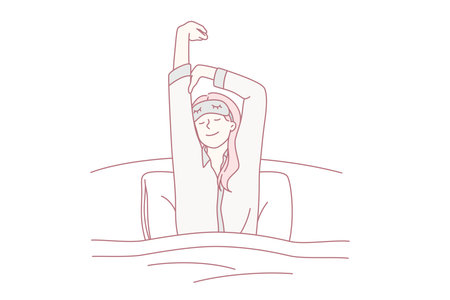 Happy waking up and health concept.のイラスト素材