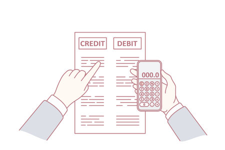 Male accountant manage budget with calculatorのイラスト素材