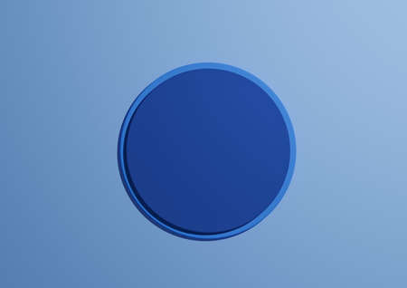 3D illustration of a dark blue circle podium or stand top view flat lay product display minimal,...