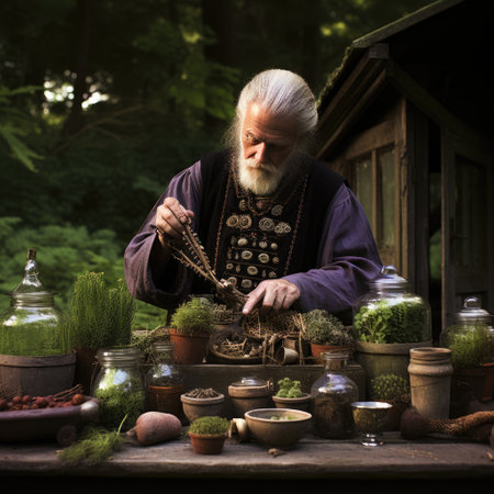 Herb garden tended by a wise apothecaryの素材