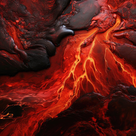 Molten lava in shades of crimson and ebonyの素材