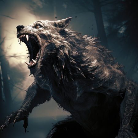 Werewolf howling under the silver moonの素材
