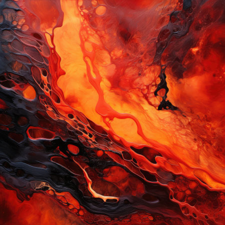Molten lava in shades of crimson and ebonyの素材