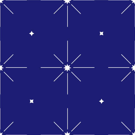 Geometric stars and shapes holiday vector illustration pattern on a blue backgroundのイラスト素材
