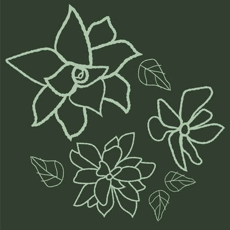 Plant vector illustration on a dark green backgroundのイラスト素材