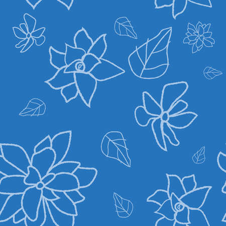 Floral pattern vector illustration on a blue backgroundのイラスト素材