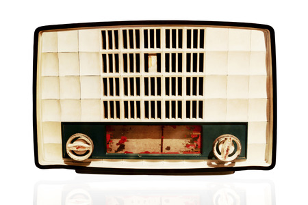 Old classic radio player on white background の写真素材