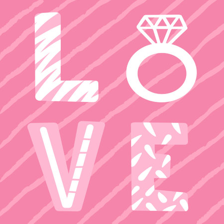 Postacard woth LOVE sign in pink white colors. Good for Valentine day, romantic love postcards. Vectorのイラスト素材