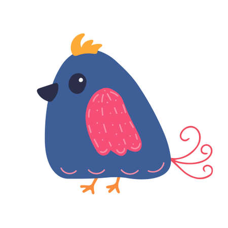 Cute blue bird in cartoon style. Vector isolated element.のイラスト素材