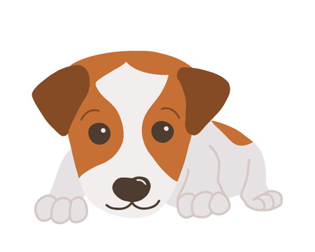 Little jack russel terrier. Cartoon style. Vector isolated on white background.のイラスト素材