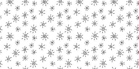 Hand drawn black and white seamless pattern with simple suns. Modern stylish texture. Good for wrapping, textile, fabric, wallpaper. Vectorのイラスト素材