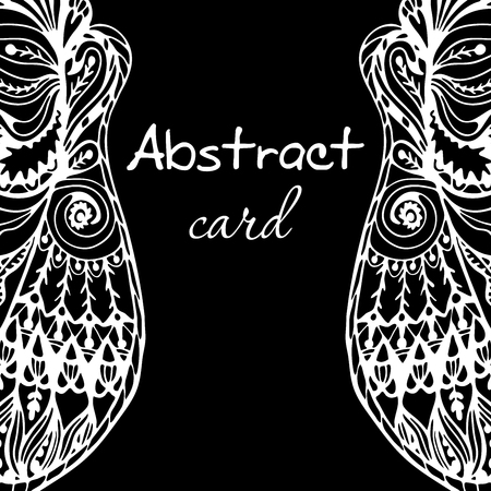 Abstraction postcard vector illustration hand drawing element frame black and white decorationのイラスト素材